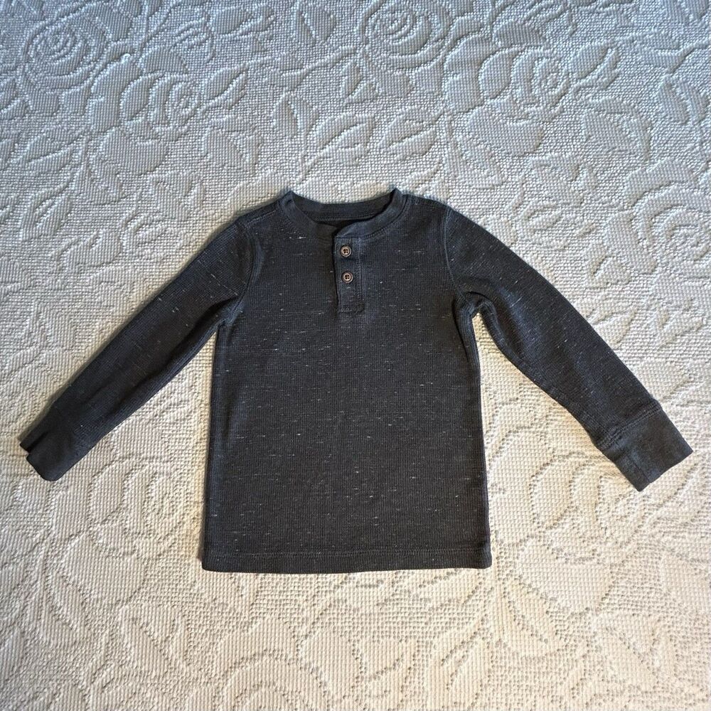 Jumping Beans 24M Henley Long Sleeve Dark Gray Cotton Polyester T-Shirt Kids